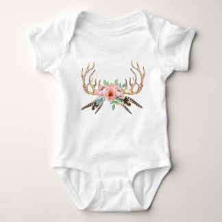 Antler Blommigt Baby Outfit T Shirt
