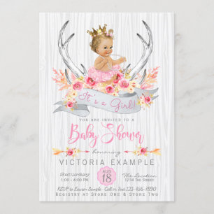 Antler Boho Prinsessa Tribal Barnkalasinbjudan Inbjudningar