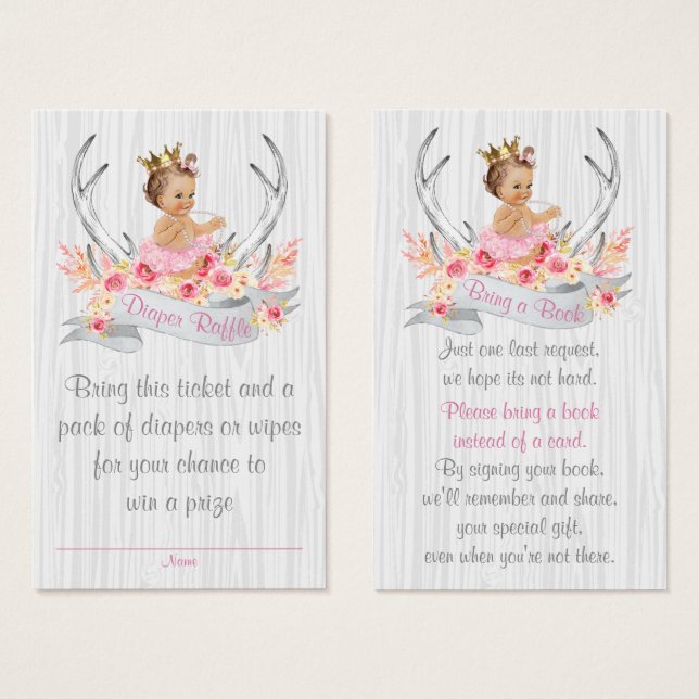Antler Diaper Raffle Biljett och ta med ett Bok-ko (Framsida & baksida)
