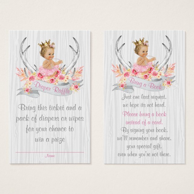Antler Diaper Raffle Biljett och ta med ett Bok-ko (Framsida & baksida)