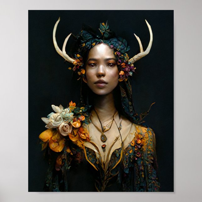 Antler Fae 2 Fairy Fantasy Art Poster (Framsidan)
