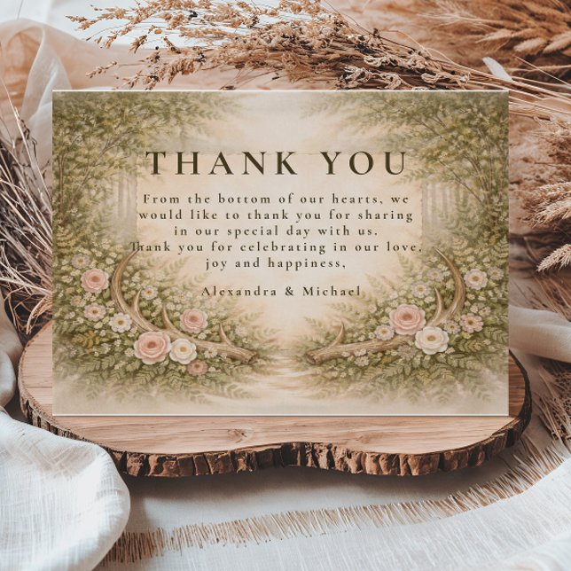Antler Forest Romance Wedding Tack Kort (Skapare uppladdad)