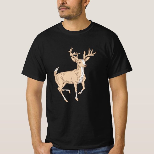 Antler Hjort Illustration T Shirt (Framsida)