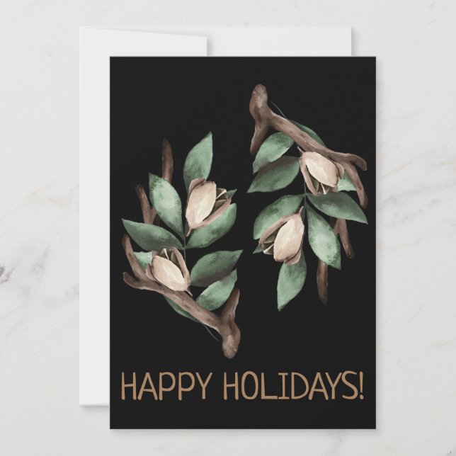 Antler med grönt gren vykort (Framsida)