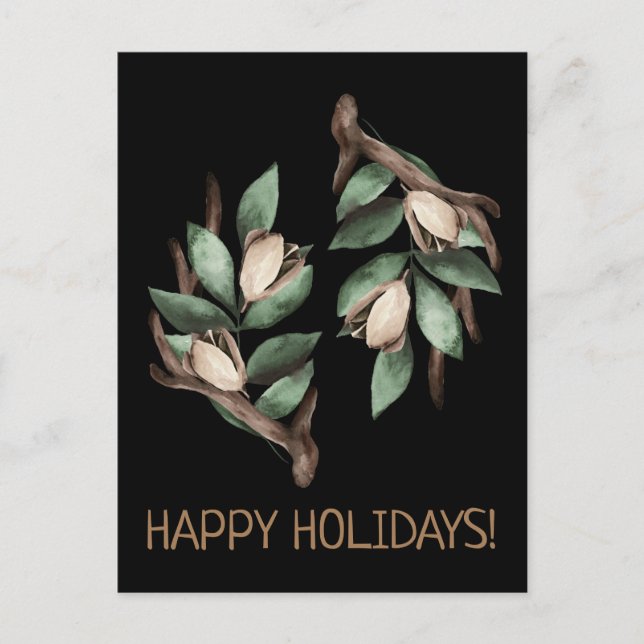 Antler med grönt gren vykort (Framsida)