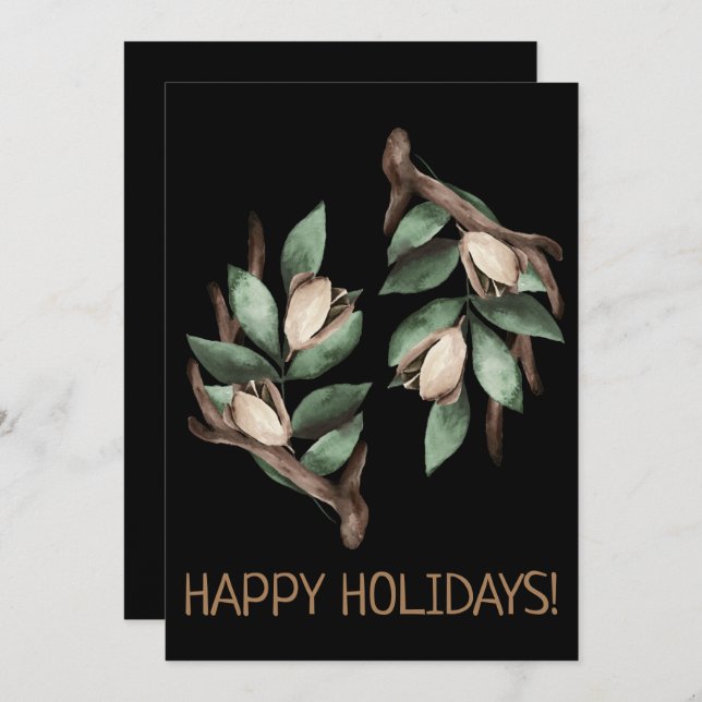 Antler med grönt gren vykort (Fram/baksida)