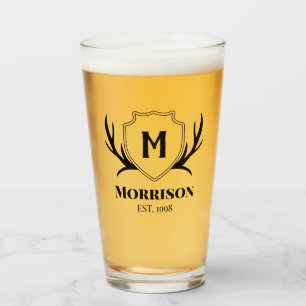 Antler & Shield Rustic Monogram Glaskopp