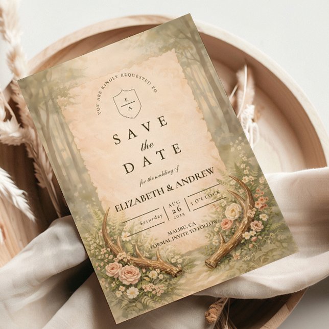 Antler Woodland Wedding Spara Datumet (Skapare uppladdad)