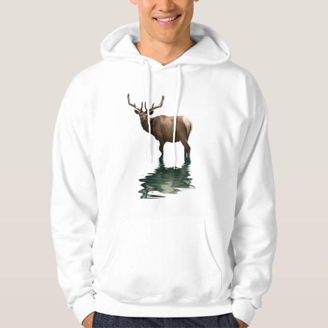 Antlered Wapiti Elk Wildlife Supporter Art Hoodie (Framsida)