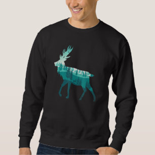 Antlers Exdoor Nature Träd Wildlife Forest Anima Lång Ärmad Tröja
