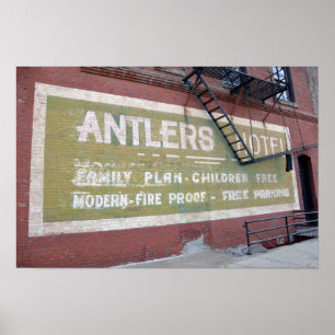Antlers Hotellskylt, Baker City, Oregon Poster
