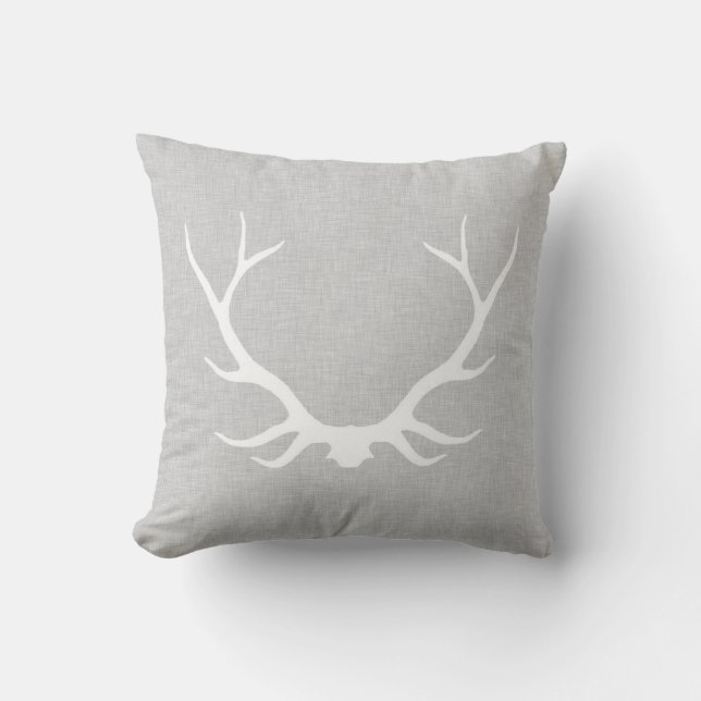 Antlers on grått linen kudde (Framsida)