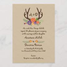 Antlers & orange Blommor monogram woodland bröllop