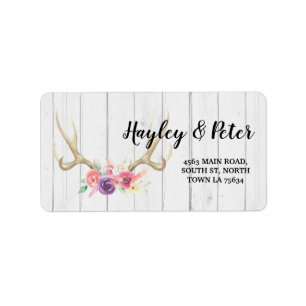 Antlers Rustic Adressetiketters Stickers Bröllop Adressetikett