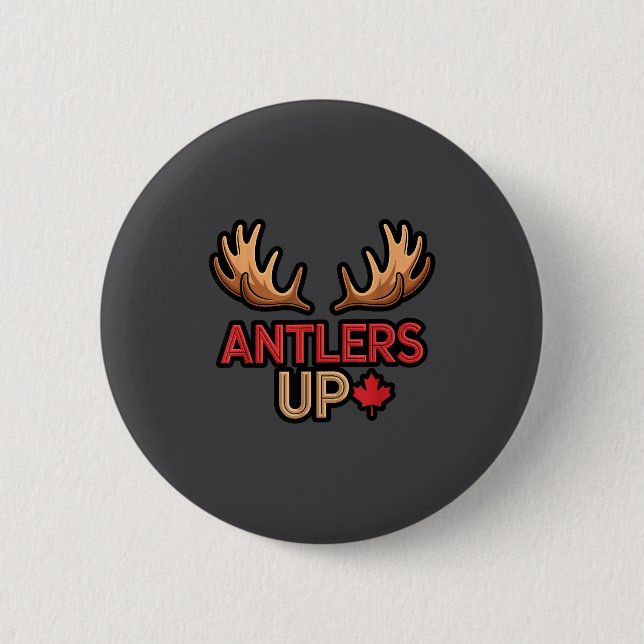 Antlers Up Canadian Pride Funny Canada Flag Moose  Knapp (Framsida)