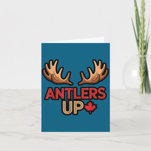 Antlers Up Canadian Pride Funny Canada Flag Moose  Kort (Framsida)