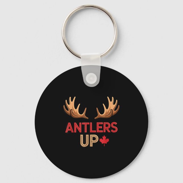 Antlers Up Canadian Pride Funny Canada Flag Moose  Nyckelring (Framsida)