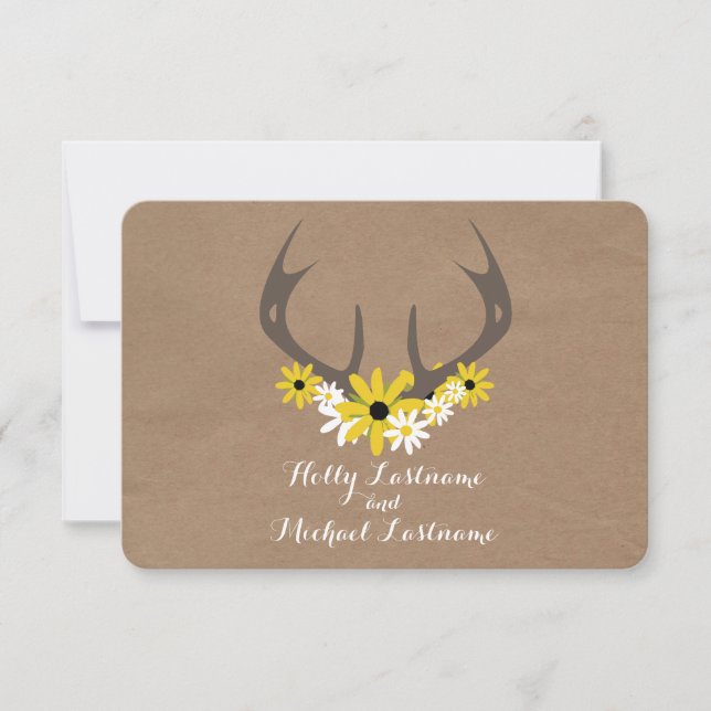 Antlers + Wildblommor Kardboard Inspired OSA Kort (Framsida)