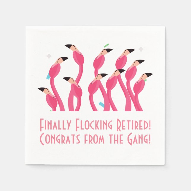 Äntligen Flockar Pensionerad Flamingo Pensionär  Pappersservett (Framsidan)