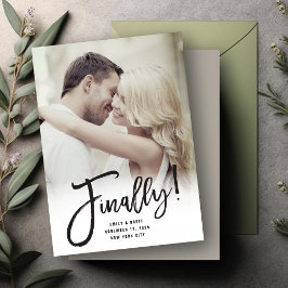 Äntligen Kalligrafi Push Script Modern Chic Photo Spara Datumet