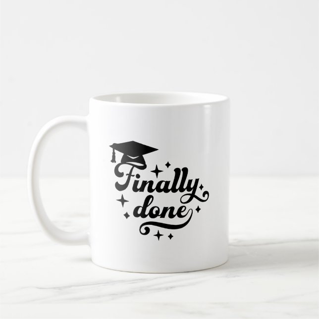 Äntligen Klar Examensskript Stjärndesign Kaffemugg (Vänster)