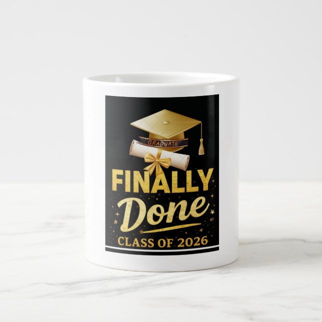 Äntligen Klar Klass 2026 Examen Design | Bla Jumbo Mugg (Framsidan)
