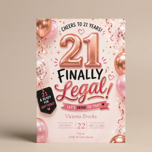 Äntligen Laglig 21-års Rosa Guld Födelsedagsfest Inbjudningar