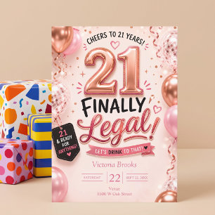 Äntligen Laglig 21-års Rosa Guld Födelsedagsfest Inbjudningar