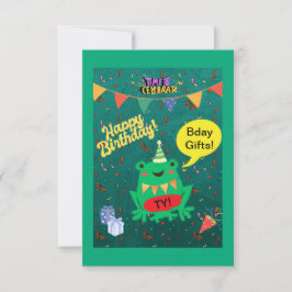 Äntligen min födelsedag, 29:e grodkonfetti tack kort