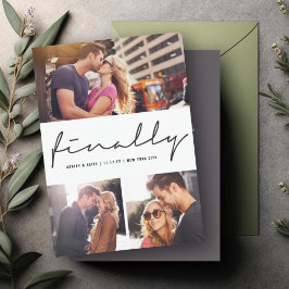 Äntligen Modern 3-Foto Bröllopsdesign med modernt  Spara Datumet