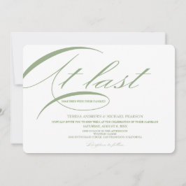 Äntligen Modern Calligraphy Bröllop Grönt Inbjudningar