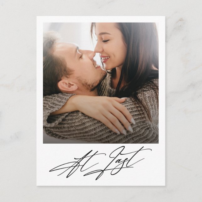 Äntligen Modern Fotografi Förlovningskort  Meddelande Vykort (Framsida)