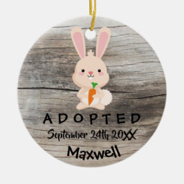 Antogs - Anpassad Rosa Bunny Adoption Gift Julgransprydnad Keramik