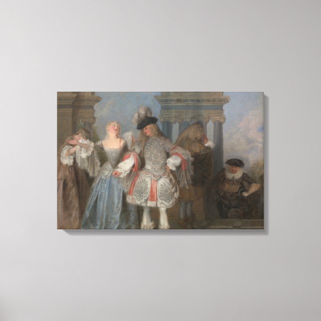 Antoine Watteau - de Fransk Komikerna Canvastryck (Framsida)