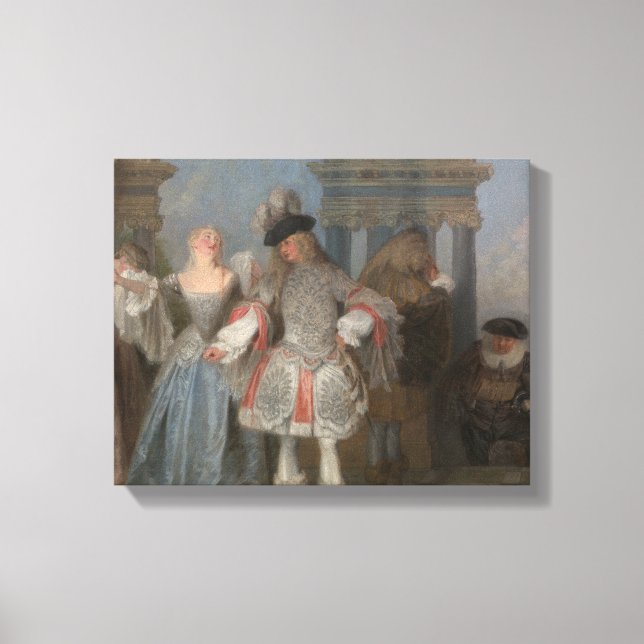 Antoine Watteau - de Fransk Komikerna Canvastryck (Framsida)