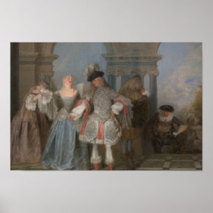 Antoine Watteau - de Fransk Komikerna Poster