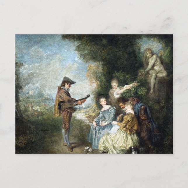 Antoine Watteau Lesson Kärlek Vykort (Framsida)