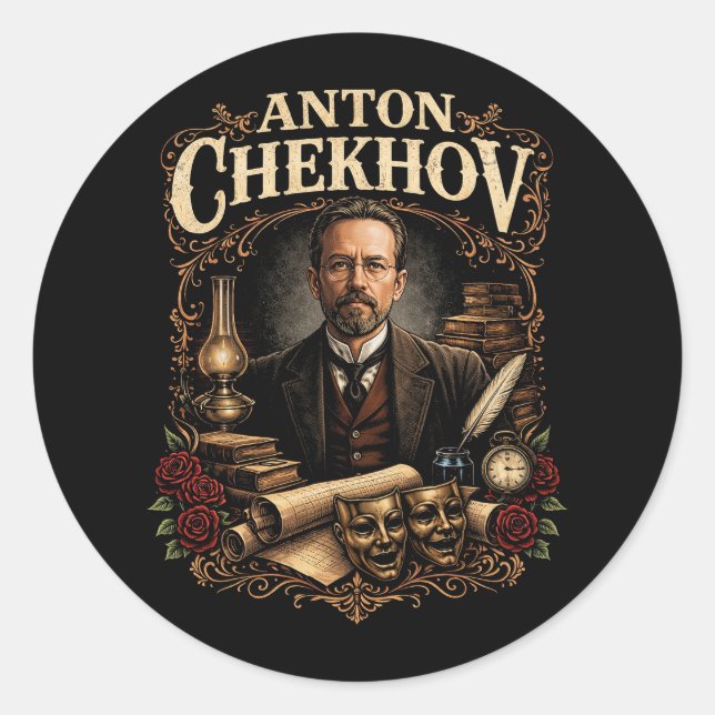 Anton Chekhov Runt Klistermärke (Framsida)