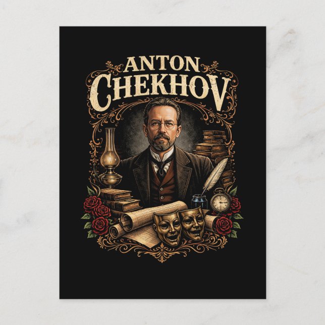 Anton Chekhov Vykort (Framsida)