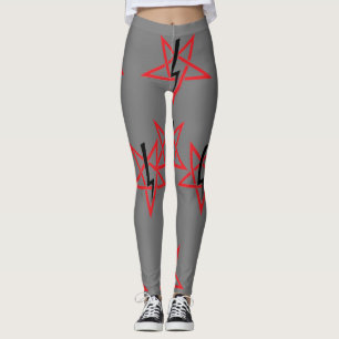 Anton LaVey, röd och svart sigil på Grått Leggings