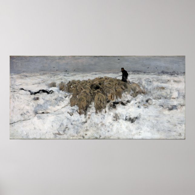 Anton Mauve Flock av får med fårbesättning Poster (Framsidan)