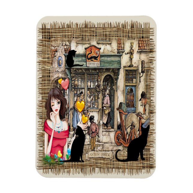 Anton Pieck - Chemist-butiken Magnet (Vertikal)