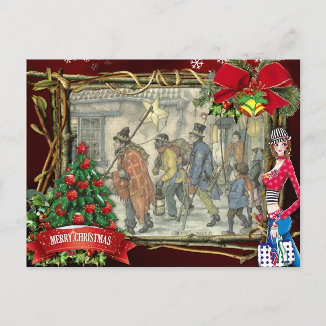 Anton Pieck Christmas invitation Holiday Postcard Helg Vykort (Framsida)