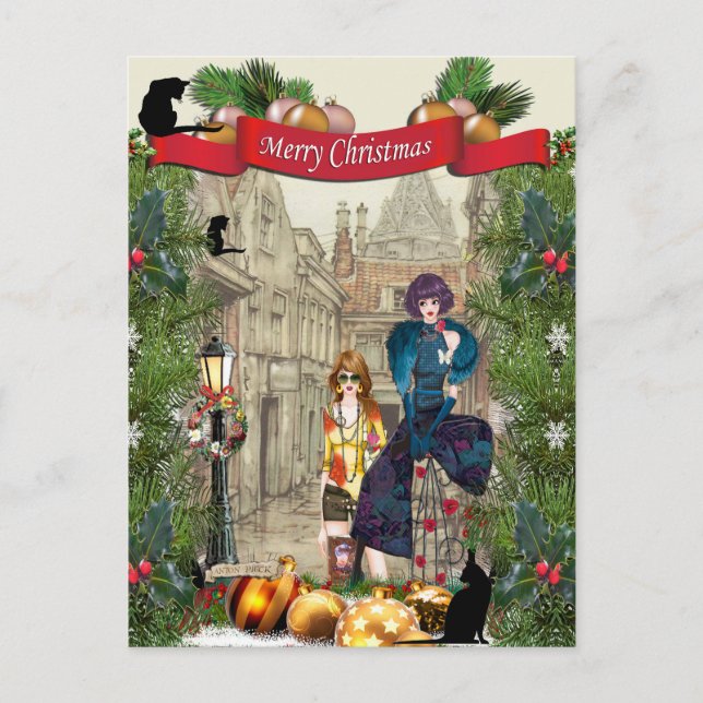 Anton Pieck 'in old Amsterdam Postcard Helg Vykort (Framsida)