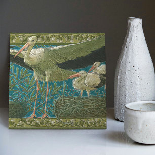 Anton Seder's Tender Storks Art nouveau Wall Kakelplatta