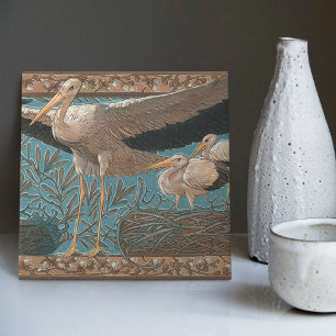 Anton Seder's Tender Storks Art nouveau Wall Kakelplatta