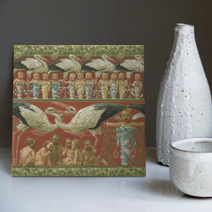 Anton Seder's Tender Storks Art nouveau Wall Kakelplatta