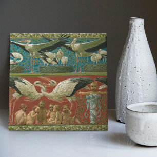 Anton Seder's Tender Storks Art nouveau Wall Kakelplatta