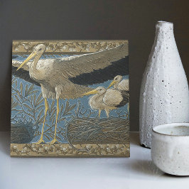 Anton Seder's Tender Storks Art nouveau Wall Kakelplatta