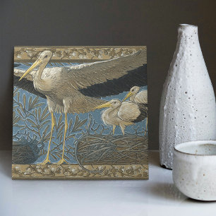 Anton Seder's Tender Storks Art nouveau Wall Kakelplatta